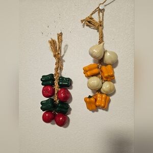 Vintage Decorative Hanging Ceramic Vegetables Peppers, Onions. And Tomatoes